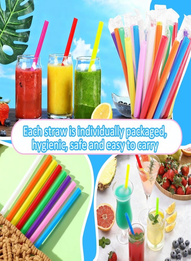 Haundry 100 Pcs Jumbo Smoothie Boba Straws, Colorful Disposable Plastic Straws, Wide-Mouthed Milkshake Straw, Individually Wrapped Straw for Bubble Tea & Thick Beverages, Parties(0.43" Wide X 9.53" Long) - Image 5